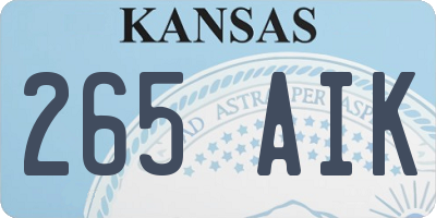 KS license plate 265AIK