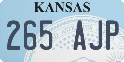 KS license plate 265AJP