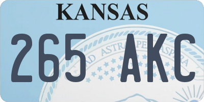 KS license plate 265AKC