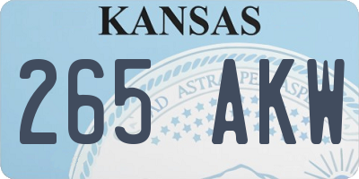 KS license plate 265AKW