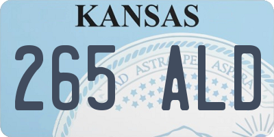 KS license plate 265ALD