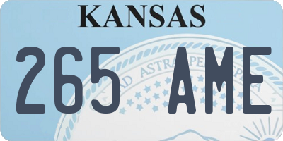 KS license plate 265AME