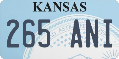 KS license plate 265ANI