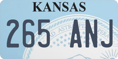 KS license plate 265ANJ