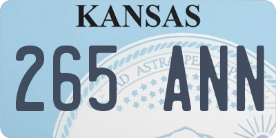 KS license plate 265ANN
