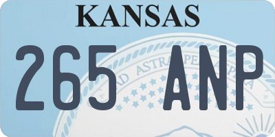 KS license plate 265ANP
