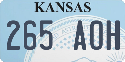 KS license plate 265AOH