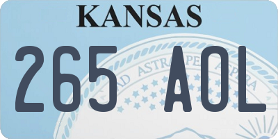 KS license plate 265AOL