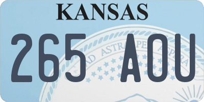 KS license plate 265AOU