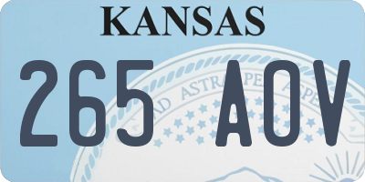 KS license plate 265AOV
