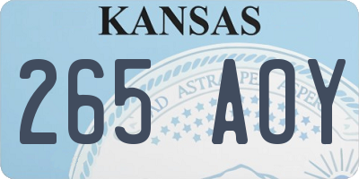 KS license plate 265AOY