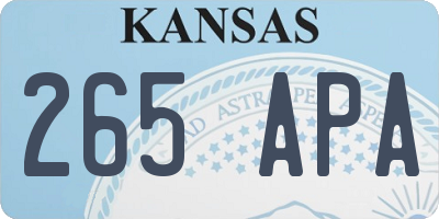 KS license plate 265APA