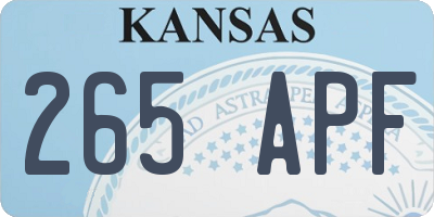 KS license plate 265APF