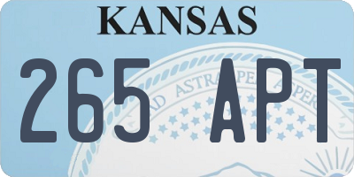 KS license plate 265APT