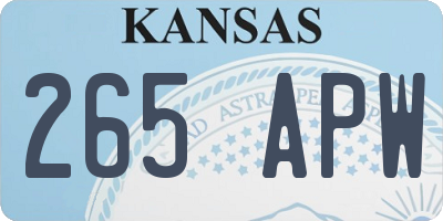 KS license plate 265APW