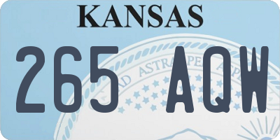 KS license plate 265AQW