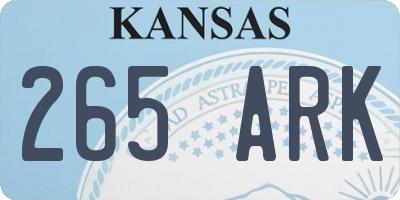 KS license plate 265ARK