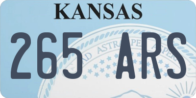 KS license plate 265ARS