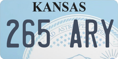 KS license plate 265ARY