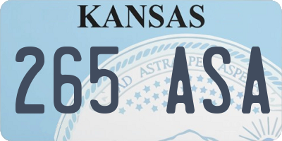 KS license plate 265ASA