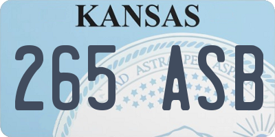 KS license plate 265ASB
