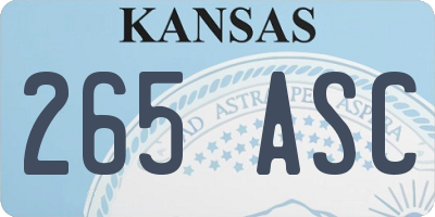 KS license plate 265ASC