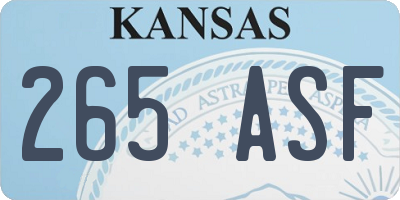KS license plate 265ASF