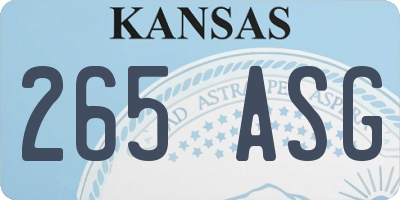 KS license plate 265ASG