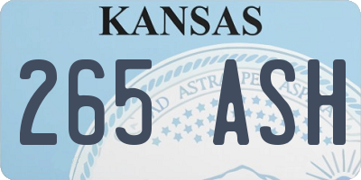 KS license plate 265ASH