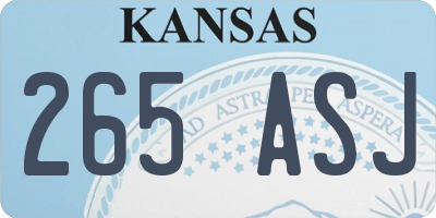KS license plate 265ASJ