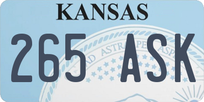 KS license plate 265ASK