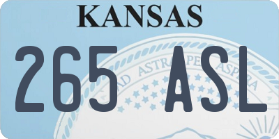 KS license plate 265ASL