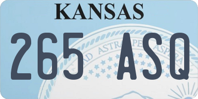 KS license plate 265ASQ