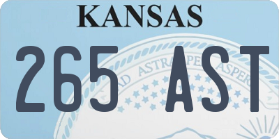 KS license plate 265AST