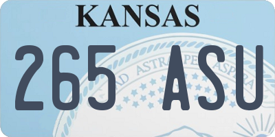 KS license plate 265ASU