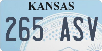 KS license plate 265ASV