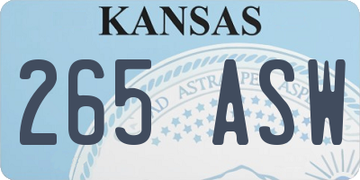 KS license plate 265ASW