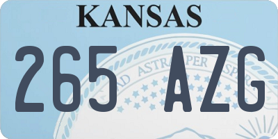 KS license plate 265AZG
