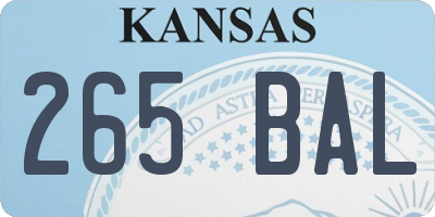 KS license plate 265BAL