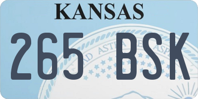 KS license plate 265BSK