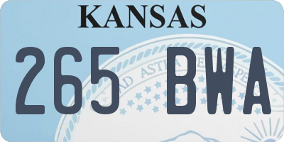 KS license plate 265BWA