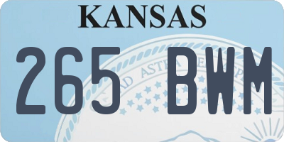 KS license plate 265BWM