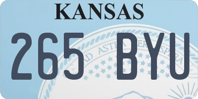 KS license plate 265BYU
