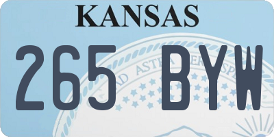 KS license plate 265BYW