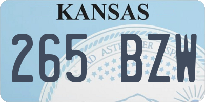 KS license plate 265BZW