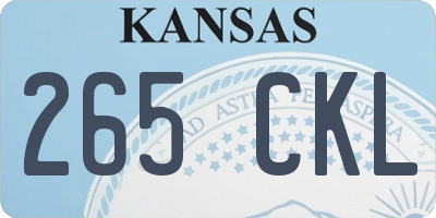 KS license plate 265CKL