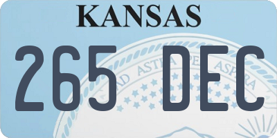 KS license plate 265DEC