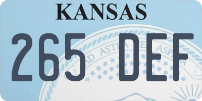 KS license plate 265DEF