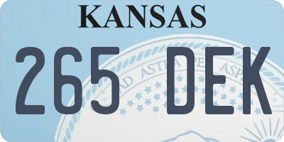 KS license plate 265DEK