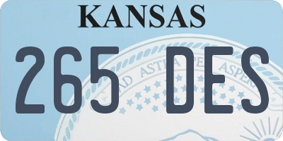 KS license plate 265DES